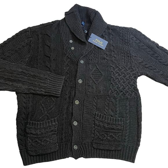 Ralph Lauren Mens Cardigan XL Cable Knit Designer Luxury Chunky Preppy Gift - Picture 1 of 8